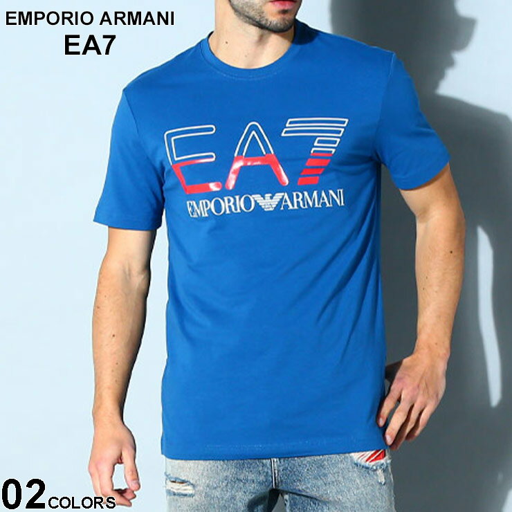 エンポリオ・アルマーニ アルマーニ Tシャツ エンポリオアルマーニ EMPORIO ARMANI EA7 ロゴT プリントT カットソー 半袖 メンズ ロゴ クルーネック ストレッチ コットンジャージー ブランド トップス シャツ 大きいサイズあり EA73RPT07PJLBZ SALE_1_a