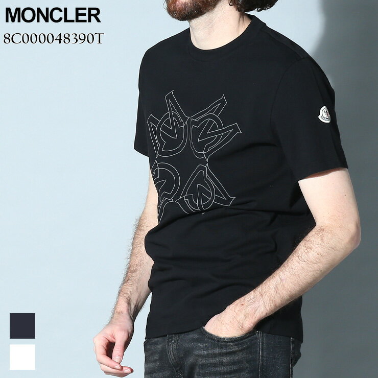 モンクレール モンクレール MONCLER 半袖 Tシャツ カットソー ブランド メンズ トップス ロゴT プリントT モノグラム ロゴ プリント シャツ 白 黒 シロ クロ大きいサイズあり レギュラーフィット クルーネック MC8C000048390T