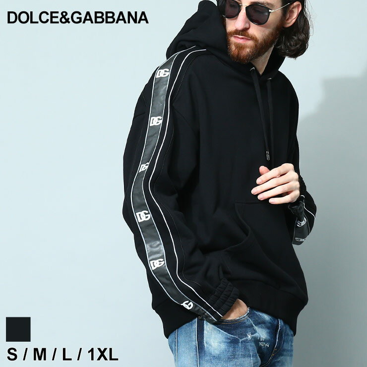 ドルチェ ＆ ガッバーナ DOLCE&GABBANA パーカー フーディー メンズ スウェット ロゴ ライン プルオーバー 黒 クロ ブランド トップス 長袖 大きいサイズあり ドルガバ DGG9ZQ1THU7CK SALE_1_e