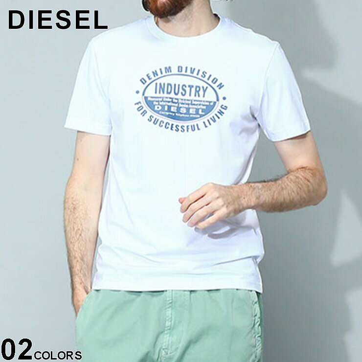 ディーゼル DIESEL Tシャツ メンズ 半袖 カットソー グラフィック プリント クルーネック T-DIEGOR-K60 シロ 白 緑 ブランド トップス シャツ スリムフィット コットン 大きいサイズあり DSA103770GRAI SALE_1_a