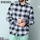 ディーゼル DIESEL シャツ メンズ 長袖 カジュアルシャツ チェックシャツ 長袖 コットン チェック ロゴ 刺繍 S-UMBE-CHECK-N クロ 黒 キイロ 黄色 ブランド トップス 大きいサイズあり DSA085370TFAJ