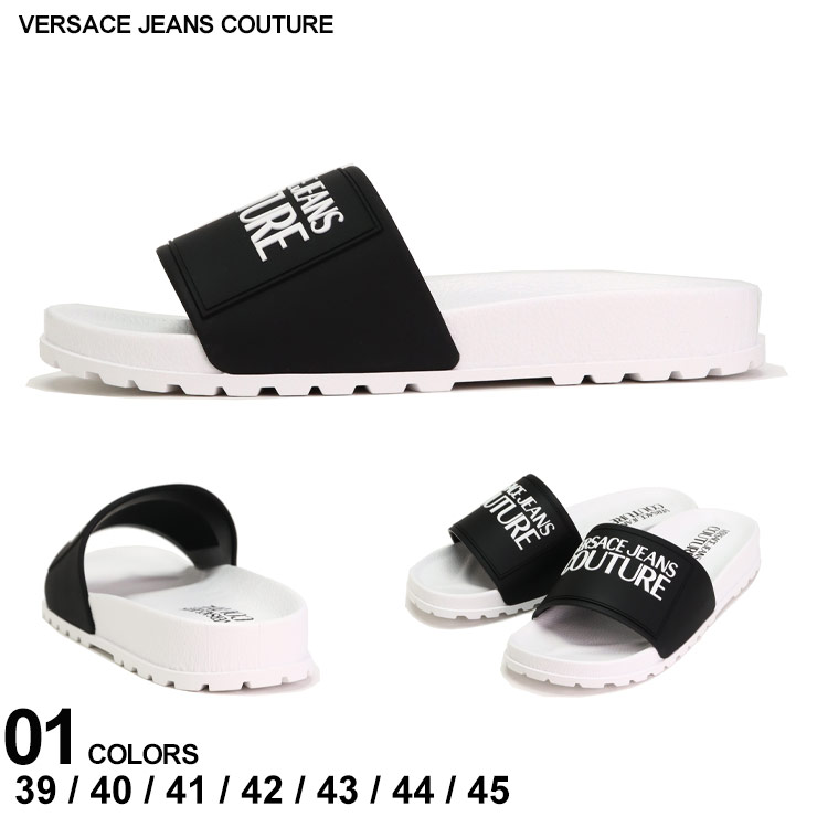 ヴェルサーチェ VERSACE JEANS COUTURE ベルサーチ サンダル スライドサンダル シャワーサンダル ロゴ 黒 クロ ブランド シューズ 靴 大きいサイズあり VC74YA3SQ271353