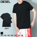 ディーゼル Tシャツ セット DIESEL メンズ カットソー 半袖 アンダーTシャツ 2枚セット インナー シャツ 無地 クルーネック クロ 黒 ブランド トップス 大きいサイズあり DSA054270BVFB アウトレット