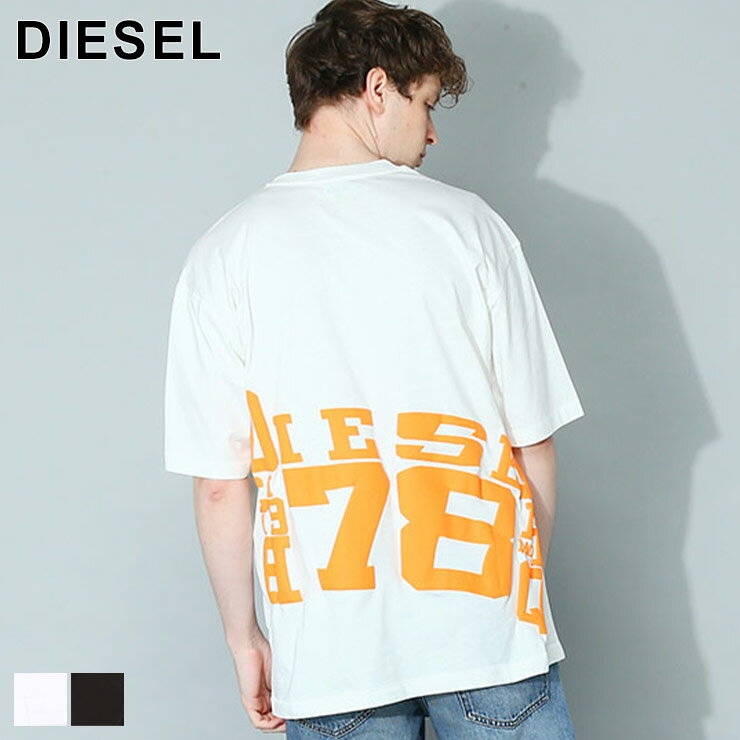 クーポン利用でさらに1000円OFF ディーゼル Tシャツ DIESEL メンズ カットソー 半袖 バックプリント ロゴ クルーネック T-WASH-G9 白 シロ 黒 クロ ブランド トップス シャツ ルーズフィット ドロップショルダー 大きいサイズあり DSA086670AAXJ