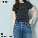 ディーゼル Tシャツ DIESEL カットソー 半袖 レディース ロゴ プリント クルーネック 黒 クロ ブランド トップス シャツ 大きいサイズあり DSLA050980 SALE_8_a