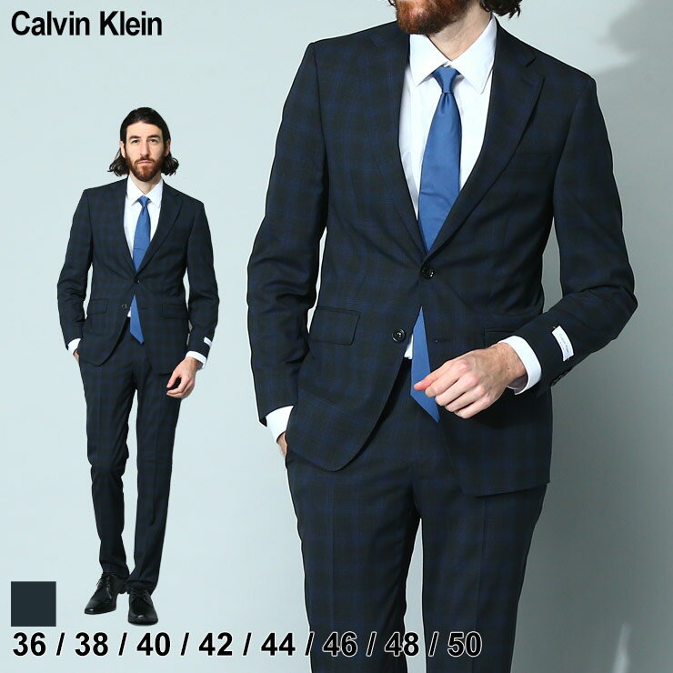 カルバンクライン Calvin Klein CK スーツ セットアップ ジャケット スラックス 上下セット セット ストレッチ チェック シングル SLIMFIT ブランド メンズ ビジネス フォーマル クロ 黒 大きいサイズあり CKMABRY5UZX019