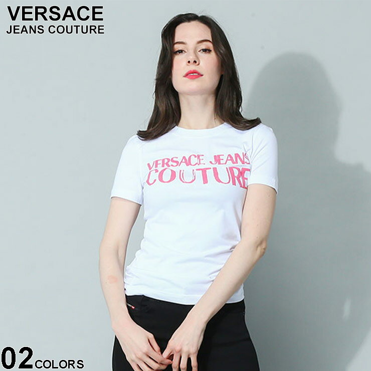 【シロのみ限定価格】 ヴェルサーチ Tシャツ レディース VERSACE JEANS COUTURE ヴェルサーチェ カットソー 半袖 ロゴ クルーネック クロ 黒 シロ 白 ブランド トップス シャツ 大きいサイズあり ベルサーチ VCL74HAHF07 SALE_8_a