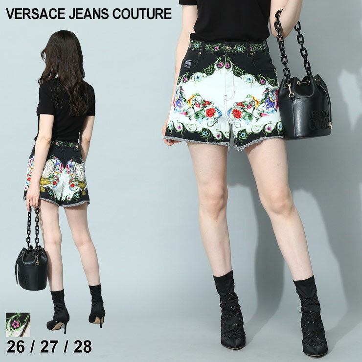 ヴェルサーチ ショートパンツ VERSACE JEANS COUTURE ヴェルサーチェ レディース パンツ デニム ガーデンプリント ブランド ボトムス ショーツ 大きいサイズあり ベルサーチ VCL74HAD51P SALE_8_a