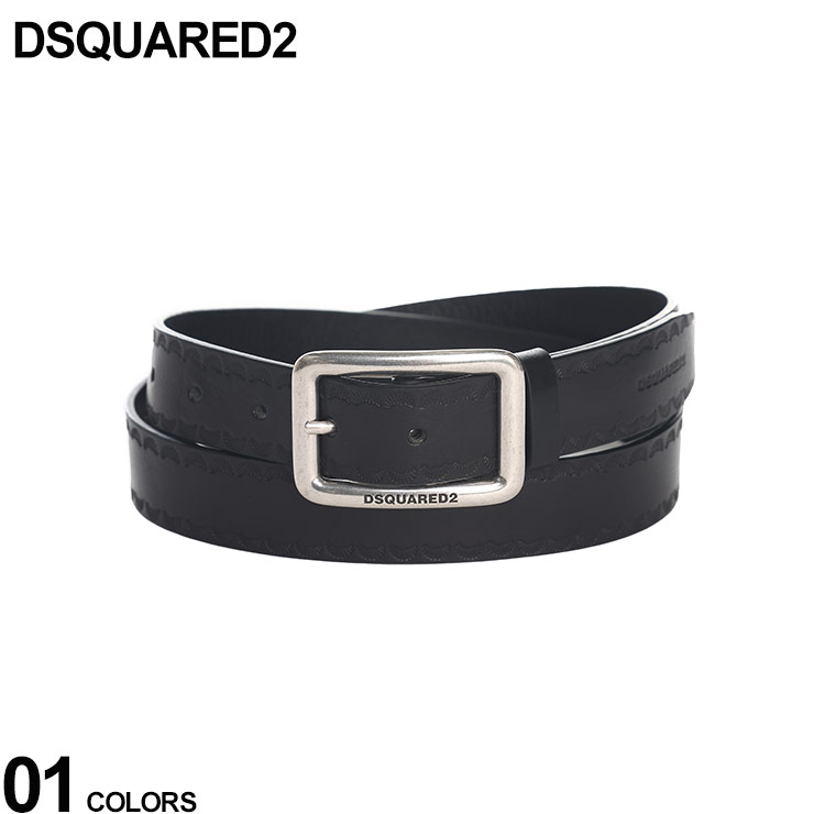 ディースクエアード ベルト DSQUARED2 カジュアルベルト ロゴ バックル クロ 黒 ブランド レザー D2BEM0466129001