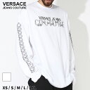 ◆エントリーでさらにポイント+4倍◆ヴェルサーチェ Tシャツ 長袖 VERSACE JEANS COUTURE ベルサーチ メンズ ロンT チェーン ロゴ プリント クルーネック 白 シロ ブランド トップス コットン 大きいサイズあり VC75GAHF03CJ00F SALE_1_b