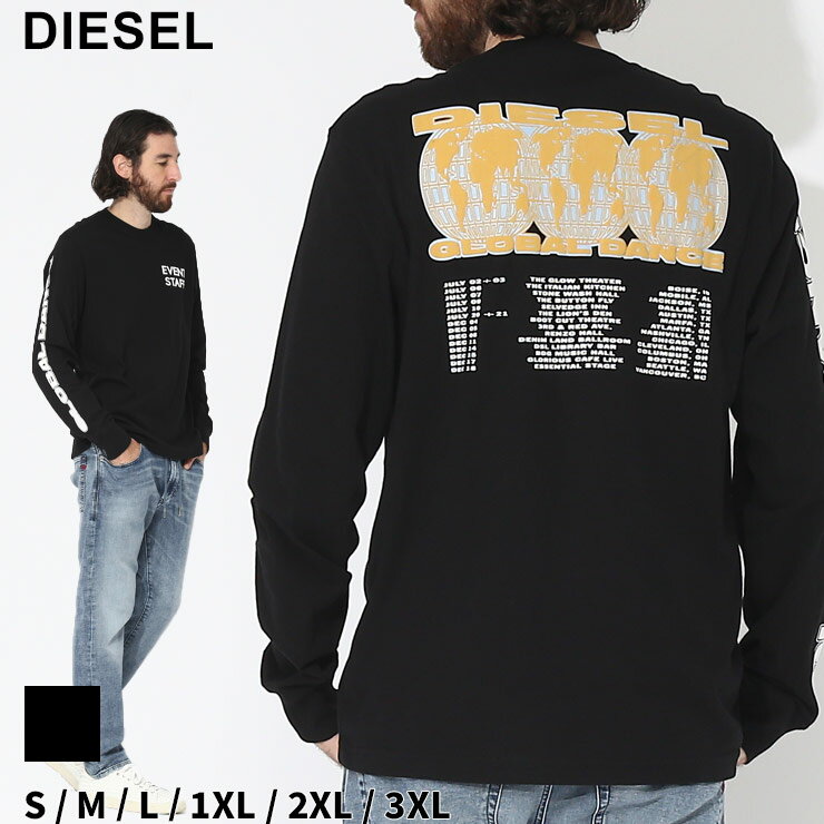 ディーゼル Tシャツ 長袖 DIESEL ロンT メンズ バックプリント クルーネック クロ 黒 ブランド トップス レギュラーフィット コットン 大きいサイズあり DSA110880EFAN SALE_1_b