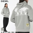 ディーゼル パーカー DIESEL メンズ フーディー スウェット バックプリント ロゴ プルオーバー ブランド トップス 長袖 ルーズフィット コットン 大きいサイズあり DSA110740QGAK SALE_1_e