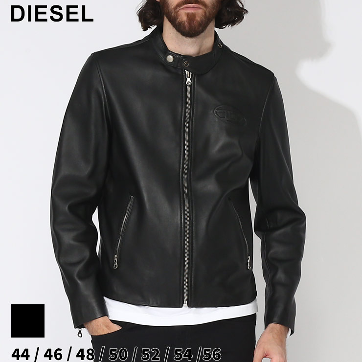 ディーゼル ライダースジャケット メンズ ディーゼル レザージャケット DIESEL メンズ ライダースジャケット アウター ロゴ フルジップ クロ 黒 ブランド ジャケット ブルゾン レザー 本革 レギュラーフィット 大きいサイズあり DSA106270AJIR