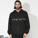 ジバンシィ アウター GIVENCHY メンズ ウィンドブレーカー ロゴ プリント フルジップ 黒 クロ ブランド ジャケット ブルゾン パーカー 大きいサイズあり GVBM011313YT