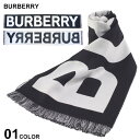 バーバリー マフラー（レディース） ◆エントリーでさらにポイント+4倍◆バーバリー マフラー BURBERRY レディース ストール ロゴ ウール ジャカードスカーフ フリンジ クロ 黒 ブランド ギフト プレゼント ウール100％ BBL8054214