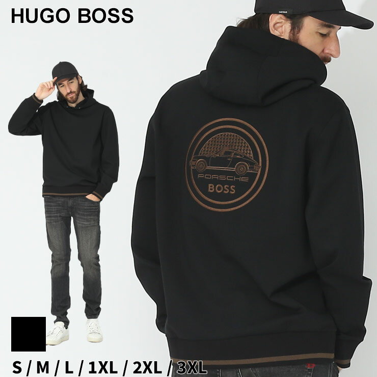 ヒューゴボス パーカー メンズ HUGO BOSS フーディー ロゴ プルオーバー PORSCHE ポルシェ クロ 黒 ブランド トップス 長袖 フード 大きいサイズあり HBP50495909 SALE_1_e