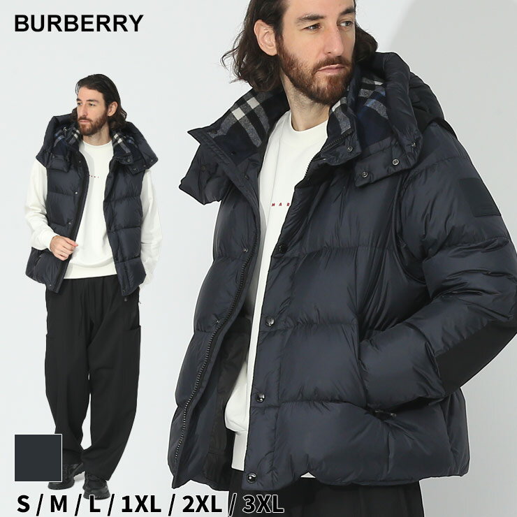 バーバリー バーバリー ダウン BURBERRY メンズ ダウンジャケット ショートダウン デタッチャブルスリーブ フーデッド パファージャケット 紺 ネービー ブランド アウター ブルゾン リラックスフィット 大きいサイズあり BB8059140 SALE_2_a