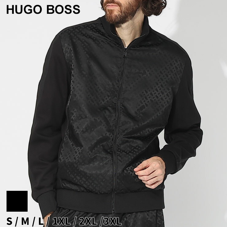 クーポン利用でさらに1000円OFF ヒューゴボス アウター HUGO BOSS トラックジャケット メンズ モノグラム フルジップ 黒 クロ ブルゾン ブランド ジャケット ブルゾン スタンド セットアップ対応 大きいサイズあり HB50494081