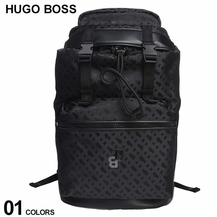 ヒューゴボス バッグ HUGO BOSS メンズ リュック バックパック モノグラム ロゴ 総柄 フラップ クロ 黒 ブランド 鞄 A4サイズ HB50499020