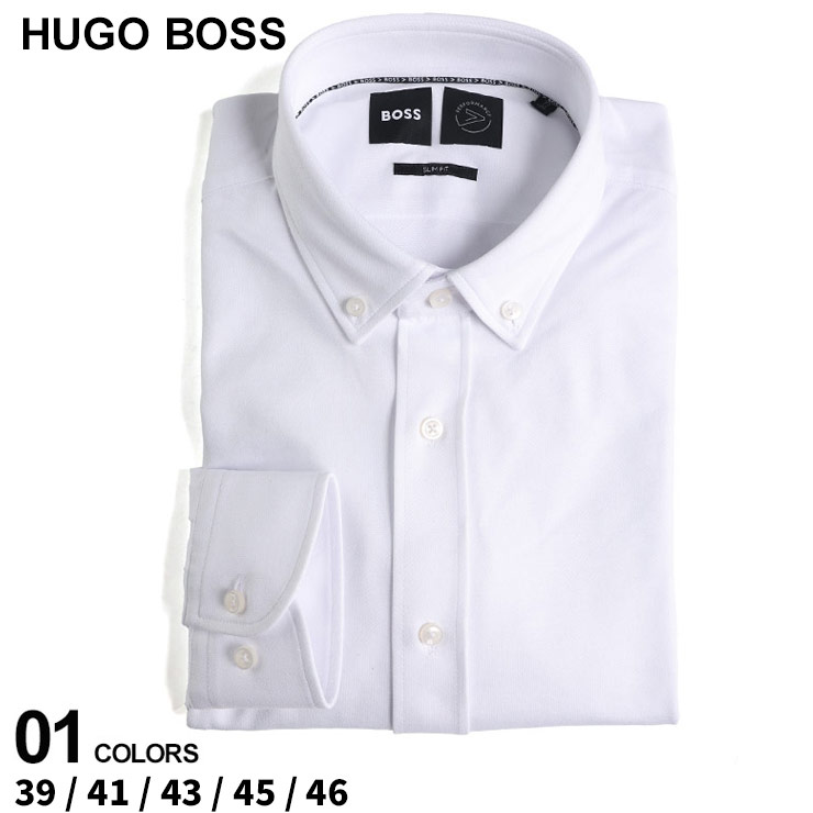 ヒューゴボス シャツ HUGO BOSS メンズ ドレスシャツ ワイシャツ カットシャツ ストレッチ ボタンダウン 長袖 ブランド ビジネス フォーマル スリムフィット 大きいサイズあり HBHANK10248717