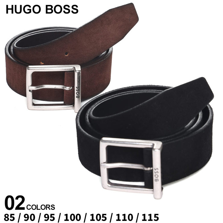 ボスヒューゴボス ヒューゴボス ベルト HUGO BOSS メンズ ビジネスベルト スエード ロゴ クロ 黒 チャイロ 茶色 ブランド フォーマル レザー 大きいサイズあり HB50471322