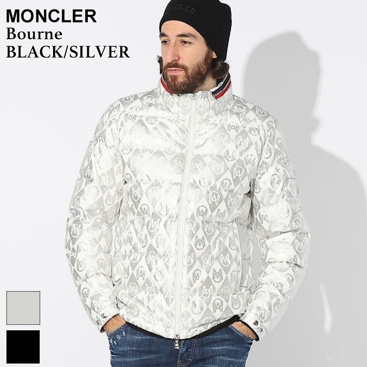 モンクレール ダウンジャケット メンズ MONCLER ダウン ショートダウン 総柄ロゴ モノグラム シルバー クロ 黒 BOURNE ボーン ブランド アウター ジャケット ブルゾン レギュラーフィット 大きいサイズあり MCBOURNE3