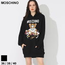 モスキーノ パーカー MOSCHINO レディース ワンピース ベアプリント プルオーバー TEDDY クロ 黒 ブランド トップス ロングパーカー フード ワンピ 大きいサイズあり MHLV04645528 SALE_8_a