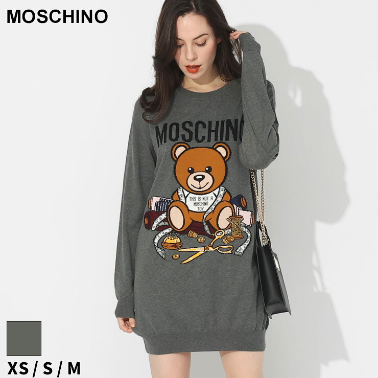 モスキーノ ニット MOSCHINO レディース ワンピース ニットワンピース ベア クルーネック TEDDY ブランド トップス ロングニット ワンピ MHLV04885505