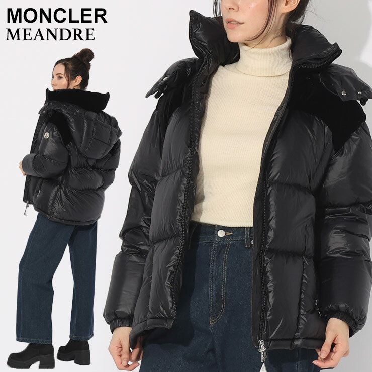 モンクレール ブルゾン レディース モンクレール ダウンジャケット レディース MONCLER ダウン ショートダウン ロゴ MEANDRE ミアンダ 黒 クロ ブランド アウター ジャケット ブルゾン レギュラーフィット 大きいサイズあり MCLMEANDRE3