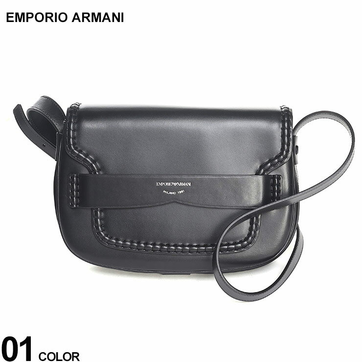 アルマーニ バッグ EMPORIO ARMANI エンポリオアルマーニ レディース ショルダーバッグ フラップ＆ロゴガセット ミディアム クロ 黒 ブランド 鞄 レザー EALY3B206YVY4X