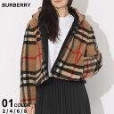 バーバリー アウター BURBERRY レディース フリースジャケット ボア チェック フリース フーデッドジャケット ブランド ブルゾン フード レギュラーフィット BBL8072752