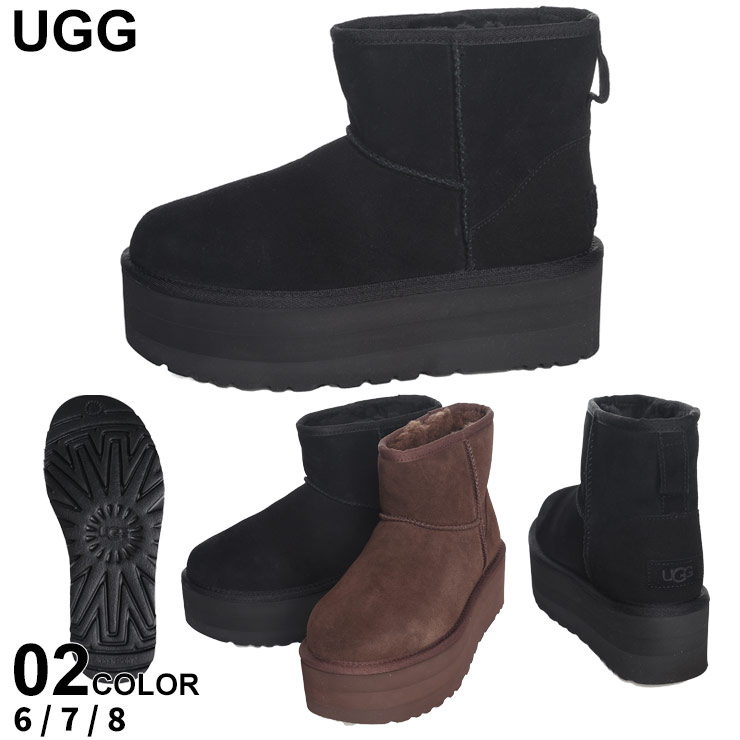 UGG アグ レディース ブーツ ムートン ショートブーツ Classic Mini Platform 黒 クロ 茶色 ブランド シューズ 靴 厚底 スエード 大きいサイズあり UGGL1134991