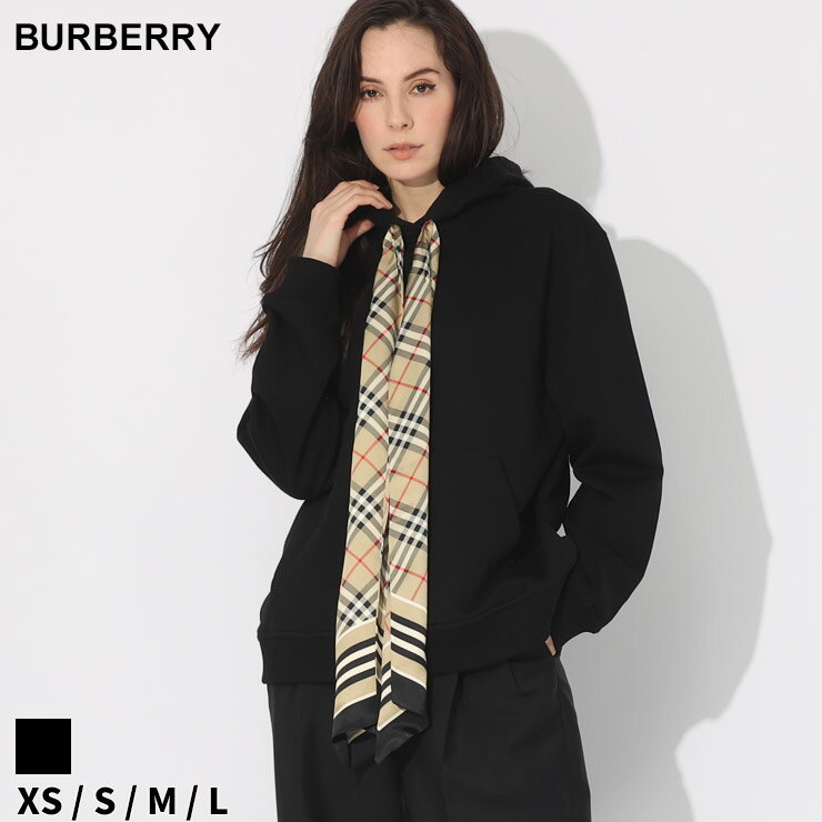 バーバリー パーカー BURBERRY レディース プルパーカー スウェット スカーフディテール コットン オーバーサイズ フーディー クロ 黒 ブランド トップス プルオーバー フード 大きいサイズあり BBL8066972