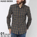 ◆エントリーでさらにポイント 4倍◆ヒューゴボス シャツ HUGO BOSS メンズ チェックシャツ カジュアルシャツ 長袖シャツ チェック柄 コットン 長袖 ブランド トップス 大きいサイズあり HB50496168 SALE_1_c