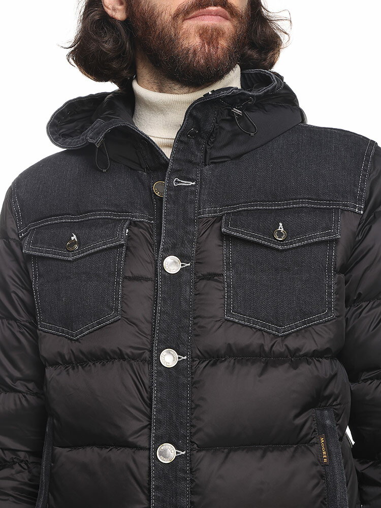 【最大7,000円OFFクーポン配布】ムーレー ダウンジャケット MOORER メンズ ダウン デニム切り替え ボンバージャケット TURATO106S ブランド アウター ジャケット ブルゾン フード 大きいサイズあり MRTURATO106S