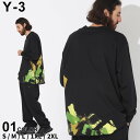 ◆エントリーでさらにポイント+4倍◆Y-3 ワイスリー Tシャツ 長袖 メンズ ロンT ブラッシュプリント ロゴ クルーネック GFX LS TEE 黒 クロ ブランド トップス 大きいサイズあり Y3IP5578 SALE_1_b