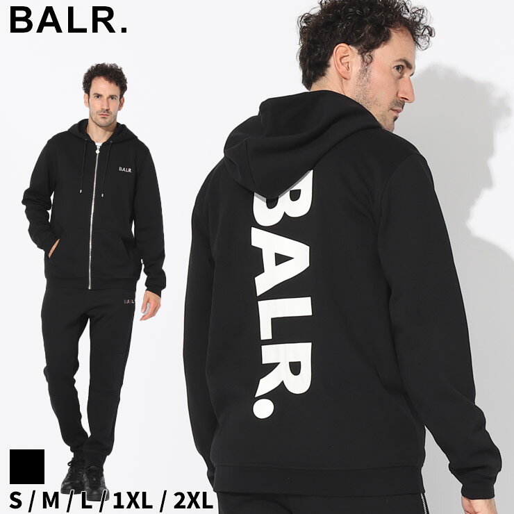 ボーラー パーカー BALR. メンズ ジップパーカー スウェット ロゴ バックプリント フルジップ Q-SERIES ZIP BIG LOGO 黒 クロ ブランド トップス 長袖 セットアップ対応 大きいサイズあり BA12671023JP