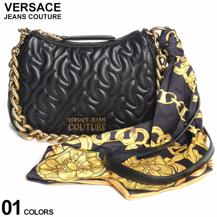 ヴェルサーチェ バッグ VERSACE JEANS COUTURE レディース ショルダーバッグ ハンドバッグ ロゴ 2WAY スカーフ チェーン キルティングバッグ クロ 黒 ブランド 鞄 ホーボーバッグ ハーフムーン ベルサーチ VCL75VA4BA6 SALE_5_a