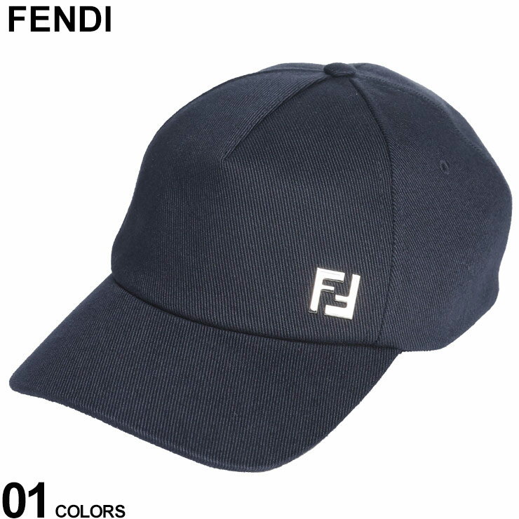 フェンディ キャップ FENDI メンズ ベースボールキャップ 帽子 メタルFF ロゴ 紺 ネイビー ブランド 調節可能 レディース FDFXQ885APWL