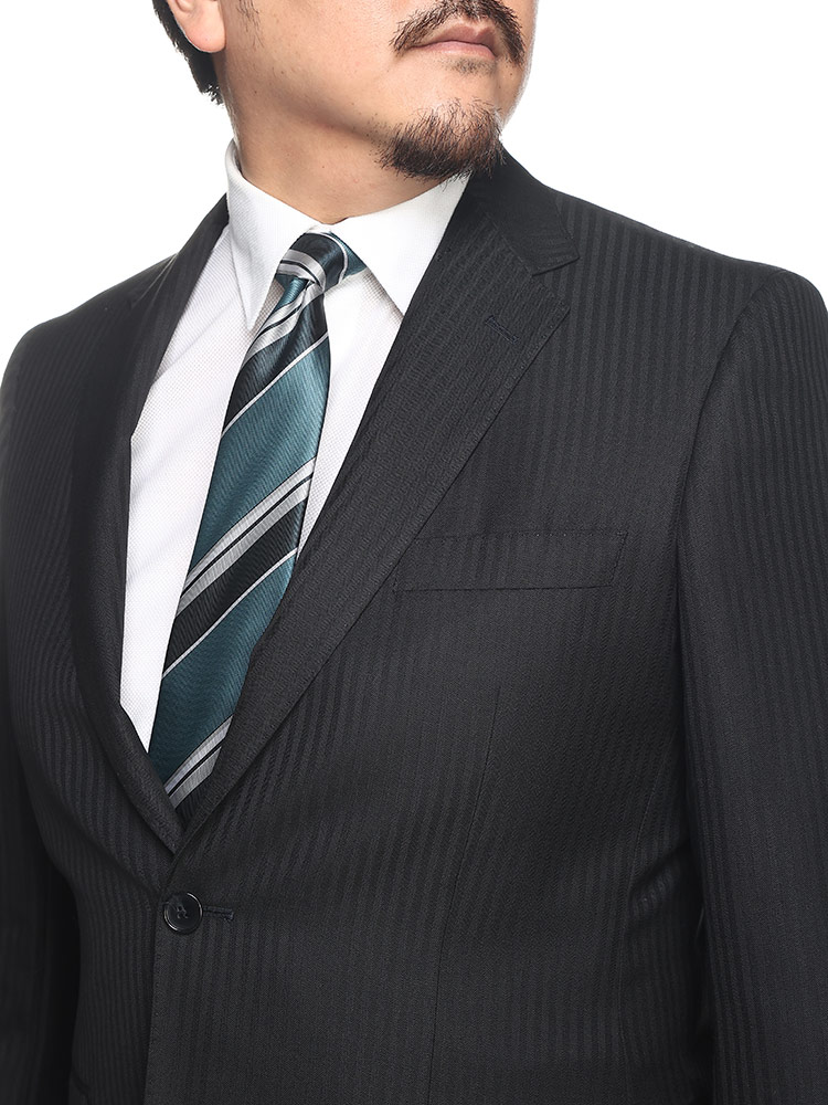 大きいサイズ メンズ B＆T CLUB (ビーアンドティークラブ) ストライプ シングル ウエストアジャスター ツーパンツ スーツ【ノータック アジャスター片側±3cm（両側合計±6cm）調整可能　2L　3L　TAB体】 スーツ シングルスーツ 2本パンツ 23AWBT0005NT