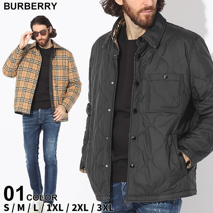 バーバリー キルティングコート メンズ バーバリー ジャケット BURBERRY メンズ アウター チェック キルティング リバーシブル オーバーシャツ 黒 クロ ブランド ブルゾン 秋冬 リラックスフィット 大きいサイズあり BB8049139 SALE_2_a