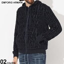 ◆エントリーでさらにポイント 4倍◆アルマーニ パーカー EMPORIO ARMANI エンポリオアルマーニ メンズ ジップパーカー ロゴ ジャガード 黒 クロ フルジップ ブランド トップス 長袖 フード 大きいサイズあり EAU1116663F589 SALE_1_e