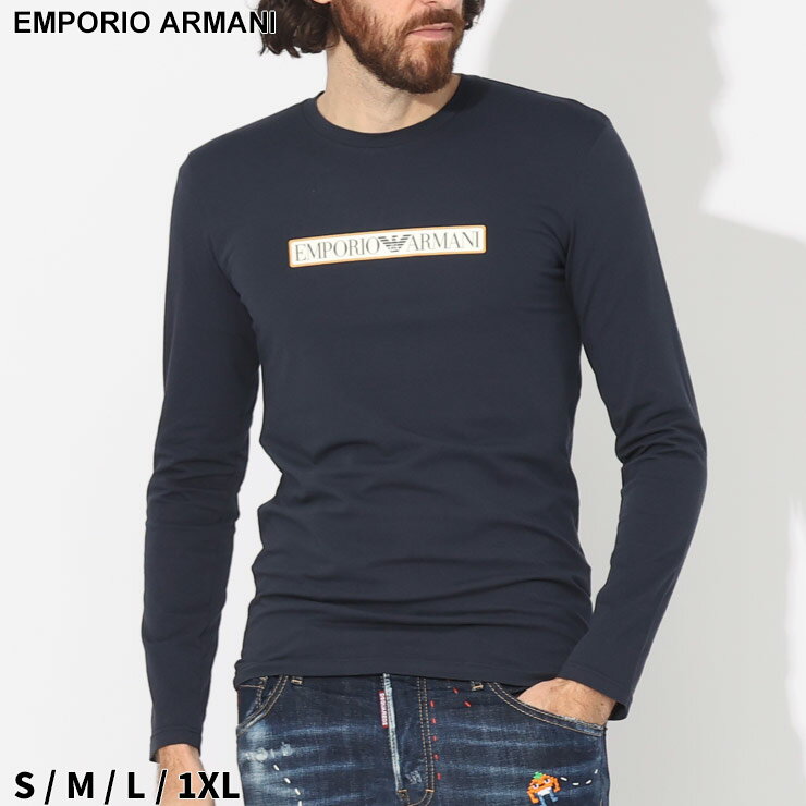 エンポリオ・アルマーニ アルマーニ Tシャツ 長袖 EMPORIO ARMANI エンポリオアルマーニ メンズ ロンT ロゴ 紺 ネイビー ブランド トップス 大きいサイズあり EAU1110233F517 SALE_1_b