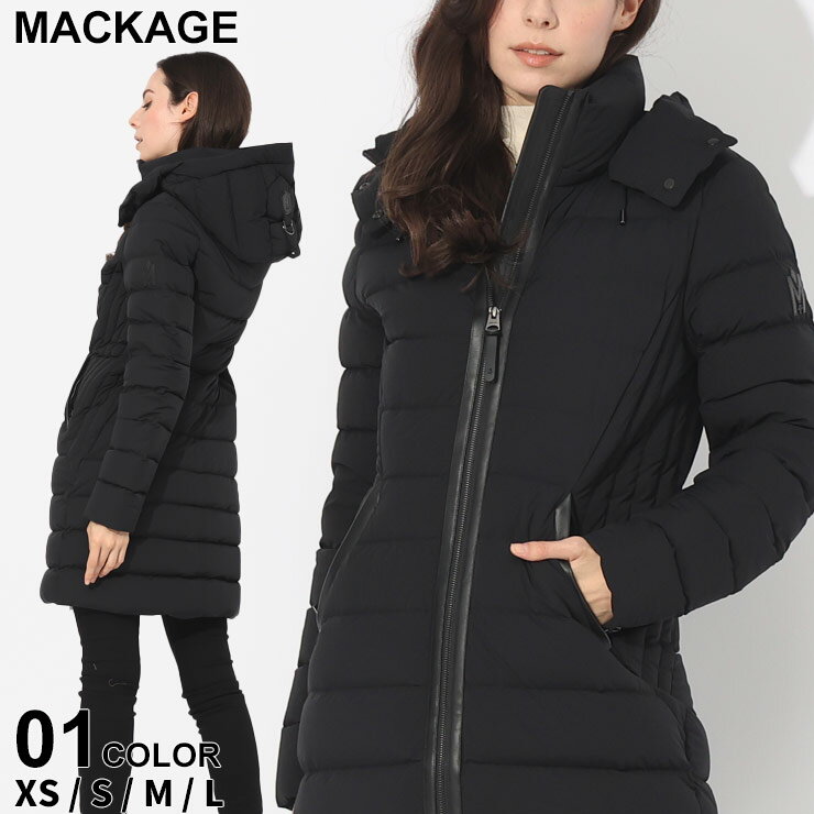 マッカージュ ダウン MACKAGE レディース ダウンコート ストレッチ フード着脱 ロゴ フルジップ FARREN 黒 クロ ブランド アウター コート ブルゾン 大きいサイズあり MKGFARREN3