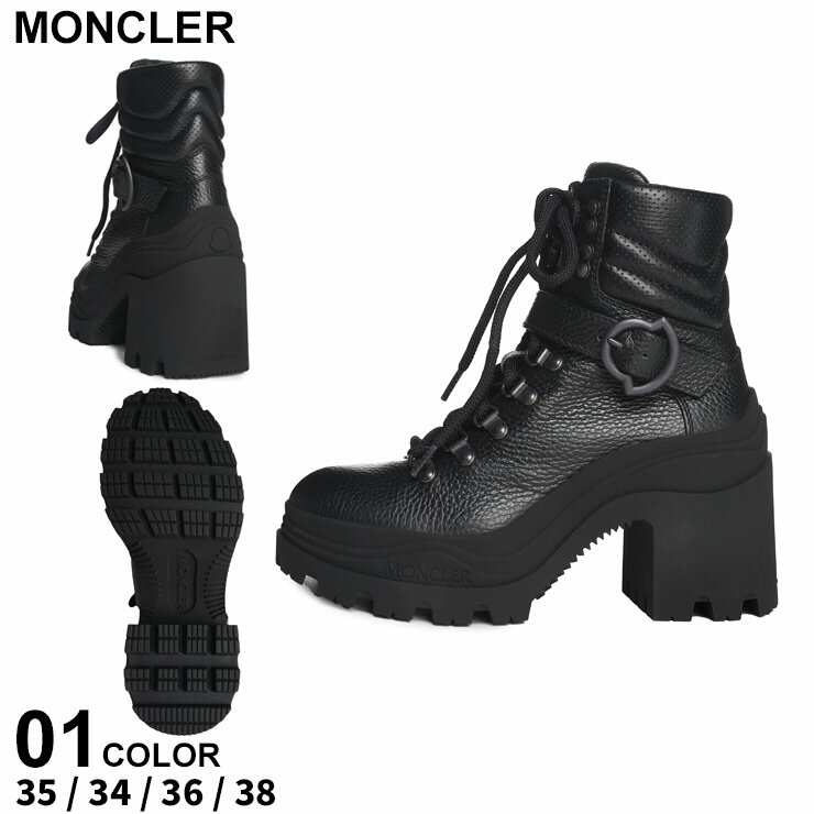 モンクレール ブーツ レディース MONCLER チャンキーブーツ 厚底 ヒール レースアップ ベルト ショートブーツ Envile chelsea boots ブランド シューズ 靴 バックル ロゴ レザー 付替え紐 大きいサイズあり MCL4F00140M3536