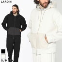 ラルディーニ パーカー LARDINI メンズ スウェット ジップパーカー シロ 白 クロ 黒 ブランド セットアップ対応 トップス 長袖 大きいサイズあり LDLMML335EL6107 SALE_1_e