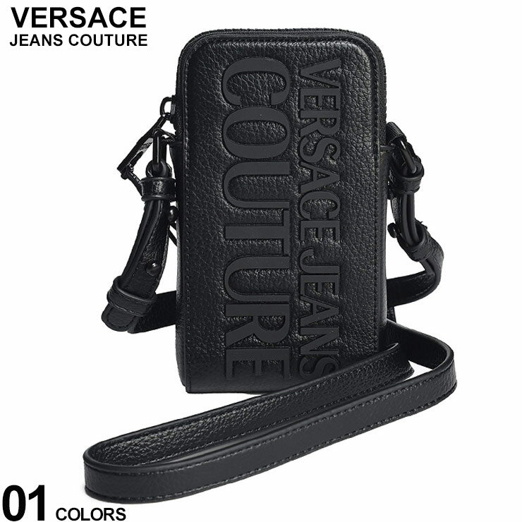 ヴェルサーチェ バッグ VERSACE JEANS COUTURE メンズ スマホポーチ ショルダーバッグ ミニバッグ ロゴ ジップ 黒 クロ ブランド 鞄 レディース ベルサーチ VC75YA4B76ZG128