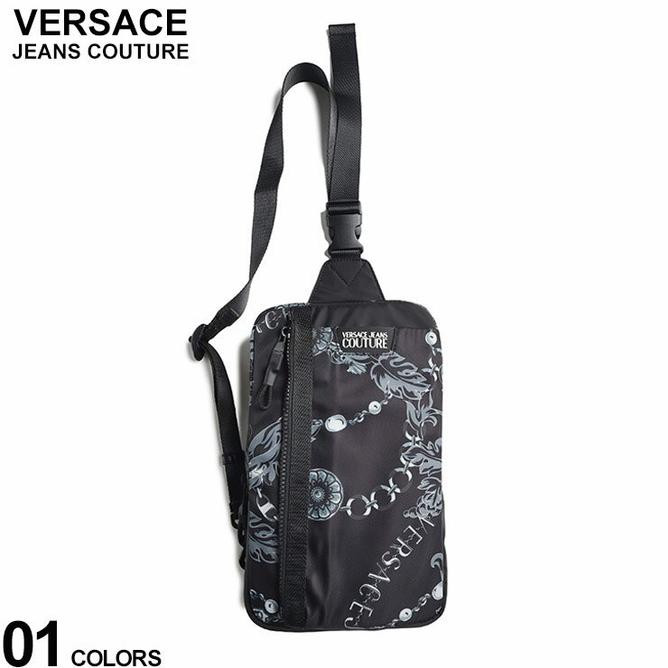 ヴェルサーチェ バッグ VERSACE JEANS COUTURE メンズ ボディバッグ ショルダー プリント ジップ クロ 黒 ブランド 鞄 ベルサーチ VC75YA4B8LZS930 SALE_5_a