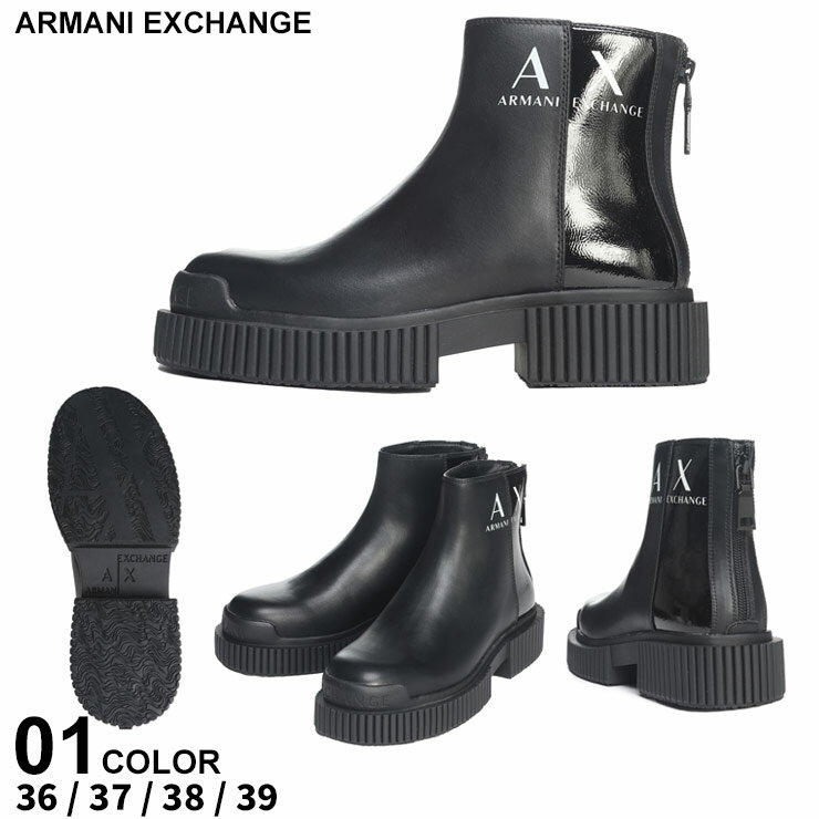 アルマーニ ブーツ ARMANI EXCHANGE アルマーニ エクスチェンジ レディース ショートブーツ チャンキーヒール チャンキーブーツ ロゴ ブランド シューズ 靴 厚底 大きいサイズあり AELXDM009XV742 SALE_8_a