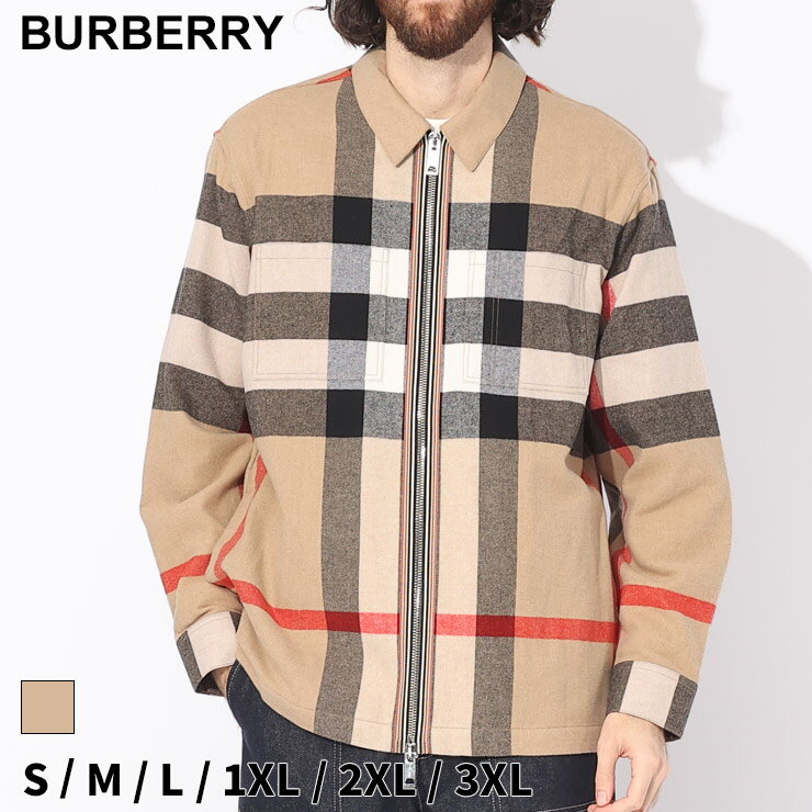 バーバリー バーバリー シャツ BURBERRY メンズ アウター チェック オーバーシャツ ブランド ブルゾン 長袖 オーバーサイズフィット ウール コットン 大きいサイズあり BB8050135